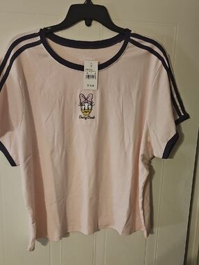 Disney Light Pink Tee with Navy Trim and Daisy Duck Embroidery A New Day Tank